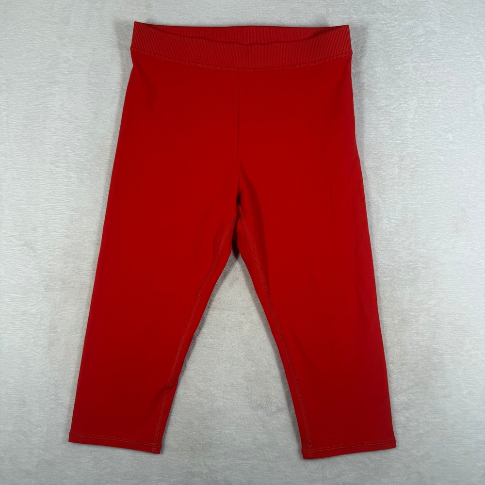 Alo Yoga W51024R Red High Rise Ribbed Waist Capri Leggings Small HO25